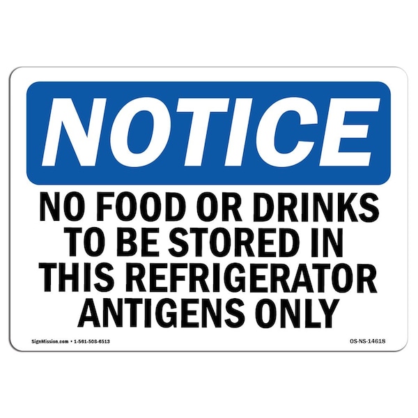 Sign, 3.5" H, No Food Or Drinks To Be Stored In Refrigerator Sign, Landscape, NS-D-35-L-14618-10PK